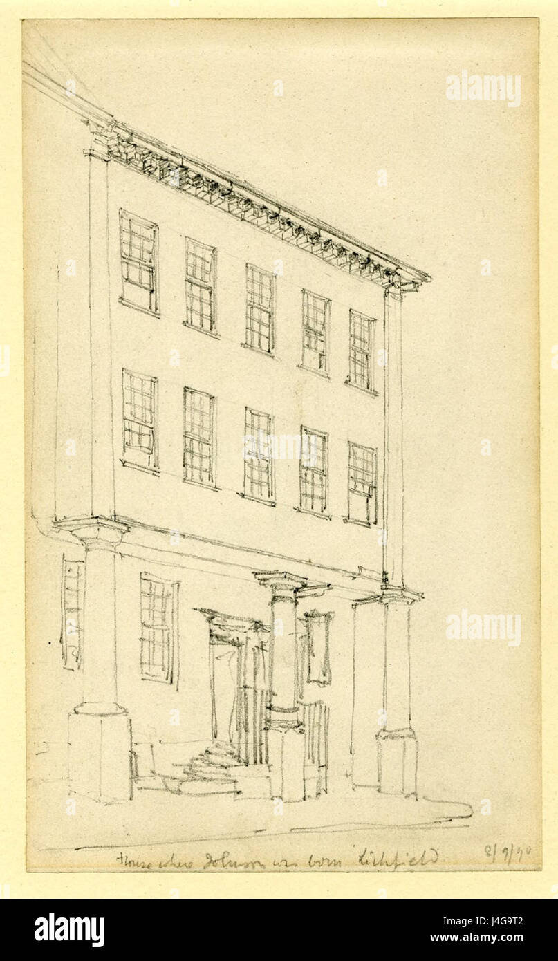 Croquis de la maison dans laquelle Johnson est né à Lichfield par Ambrose Poynter Macdonald Banque D'Images