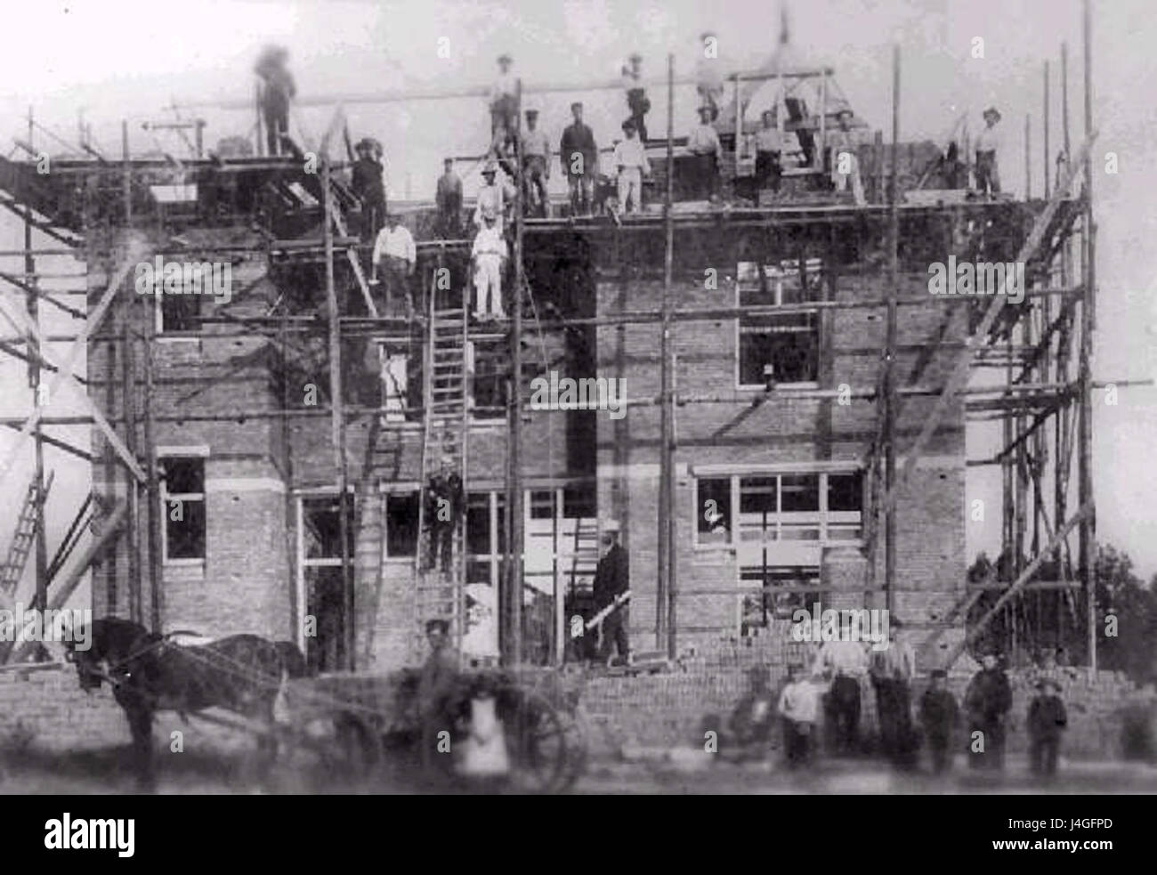 Station Hardenberg bouwwerkzaamheden 1903 Banque D'Images