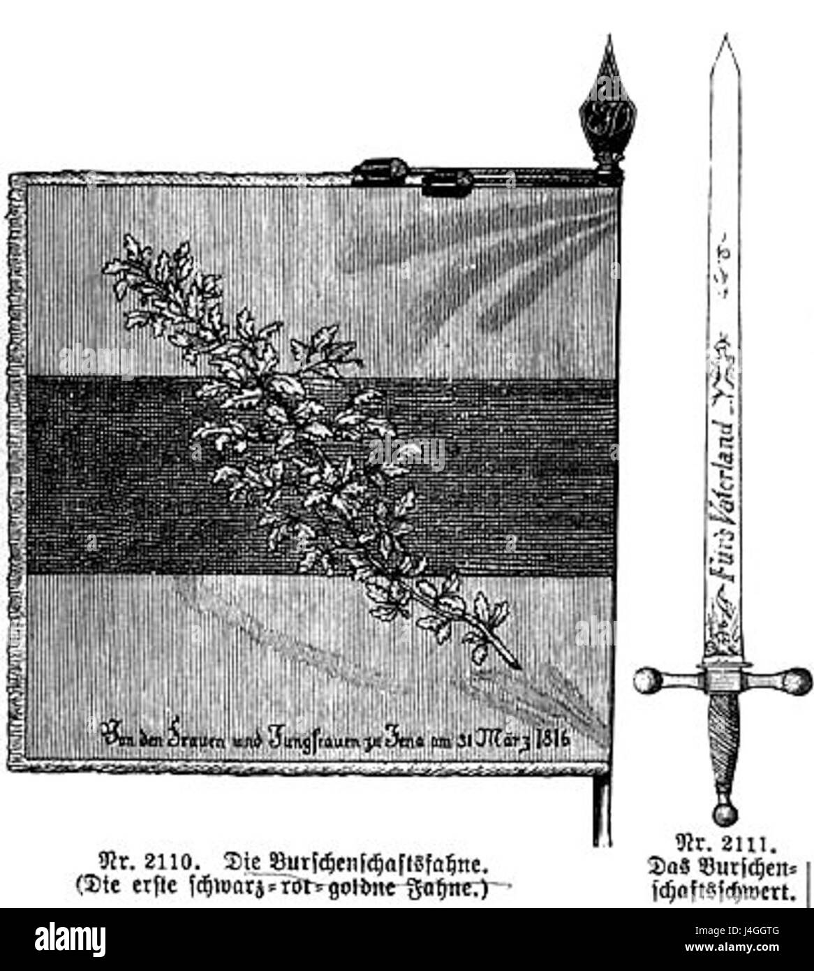 Schwarz Rot Goldene Fahne vom 12. Juni 1815 Banque D'Images