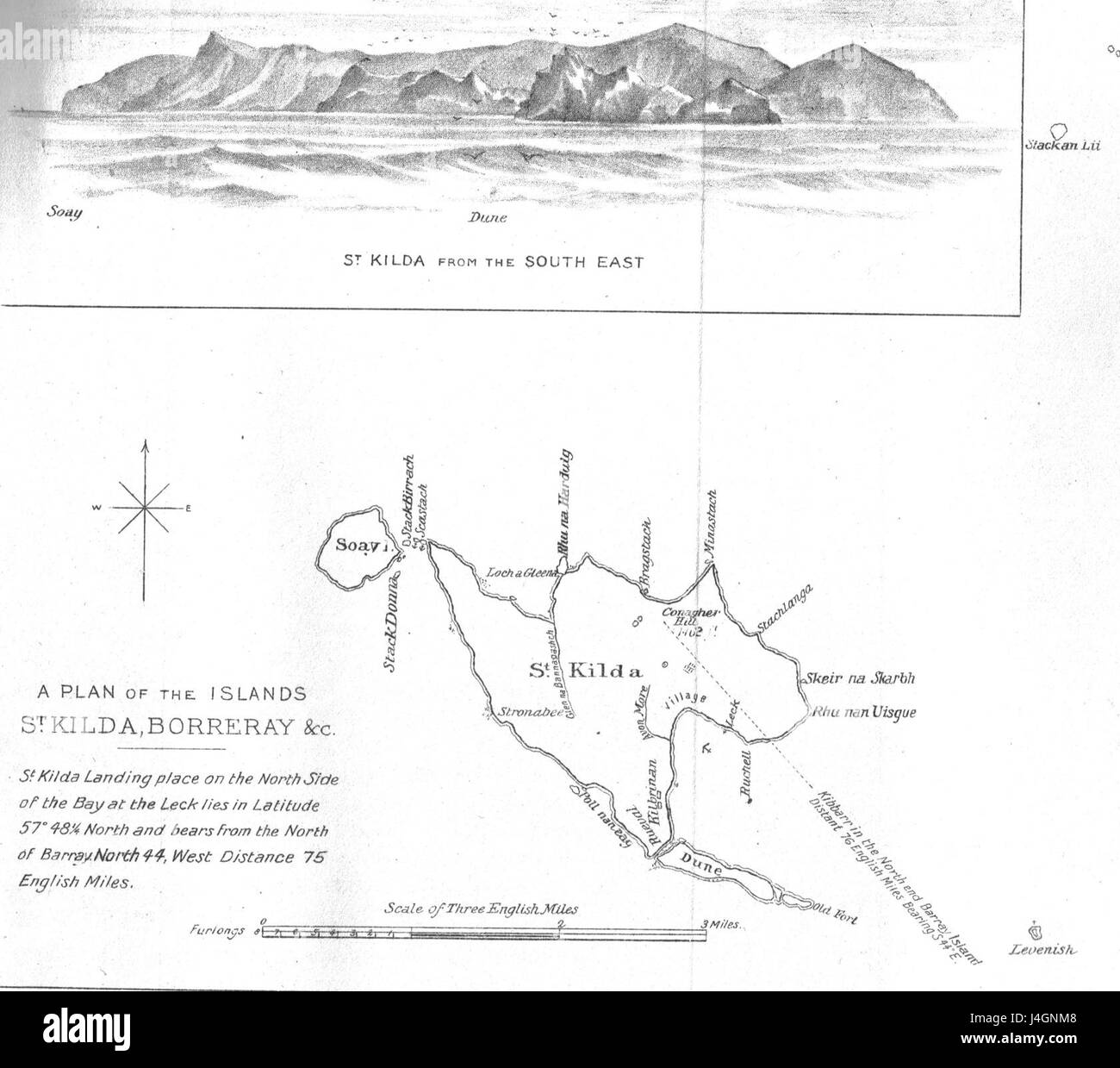 Une carte de St Kilda, un archipel au large de la côte ouest de l'Écosse, qui est connu pour son emplacement éloigné et son importance écologique unique. Banque D'Images