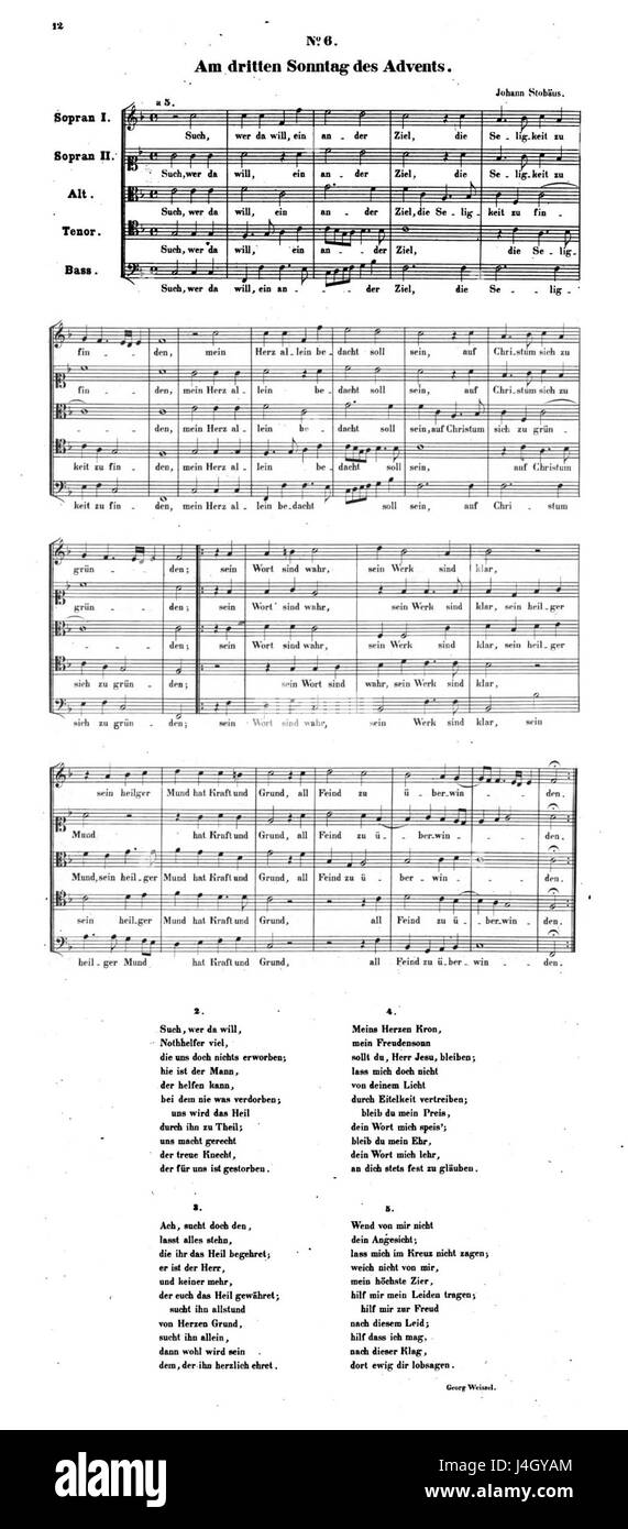 "Tel, wer da will" est un arrangement choral de 1642, qui fait partie de la tradition musicale religieuse de la période baroque, reflétant les expressions spirituelles et artistiques de l'époque. Banque D'Images