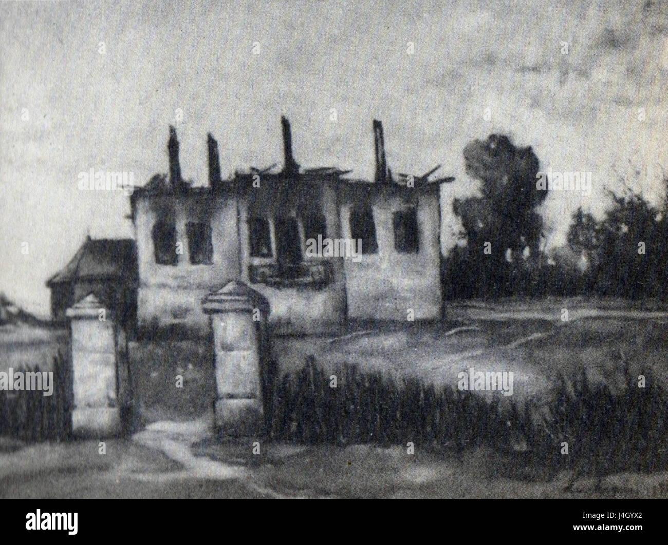 Stefan Luchian Conac incendiat 1907 Banque D'Images