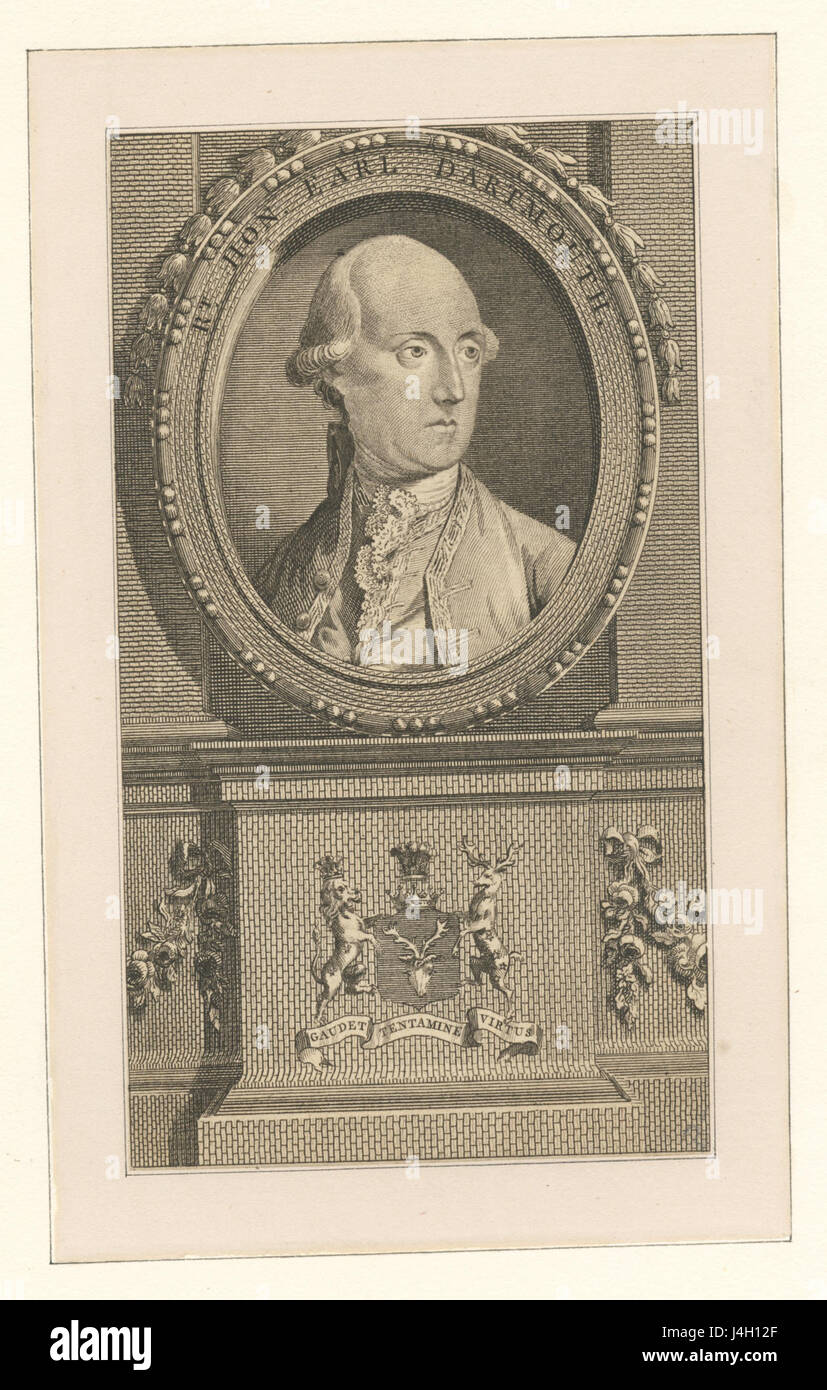 'RT. Hon. Earl Dartmouth (NYPL b12349155 425034)' fait référence à un portrait ou une image du très honorable comte de Dartmouth, conservé dans la collection de la bibliothèque publique de New York, identifié par les codes b12349155 et 425034. Banque D'Images
