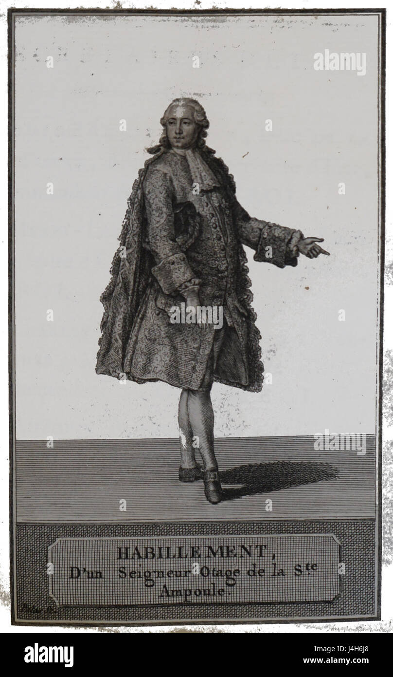 Le Seigneur Sainte ampoule est un artefact historique associé au couronnement des rois de France, en particulier sous Louis XIV. la Sainte ampoule a été utilisée pour oindre le roi lors de la cérémonie du couronnement, symbolisant le droit divin. Banque D'Images