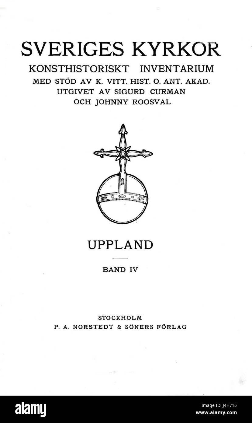 Sveriges kyrkor volym 1 est un livre suédois qui couvre l'histoire et la signification architecturale des églises en Suède. Il se concentre sur le premier volume d'une série détaillée sur les bâtiments ecclésiastiques de countryâ€™s. Banque D'Images
