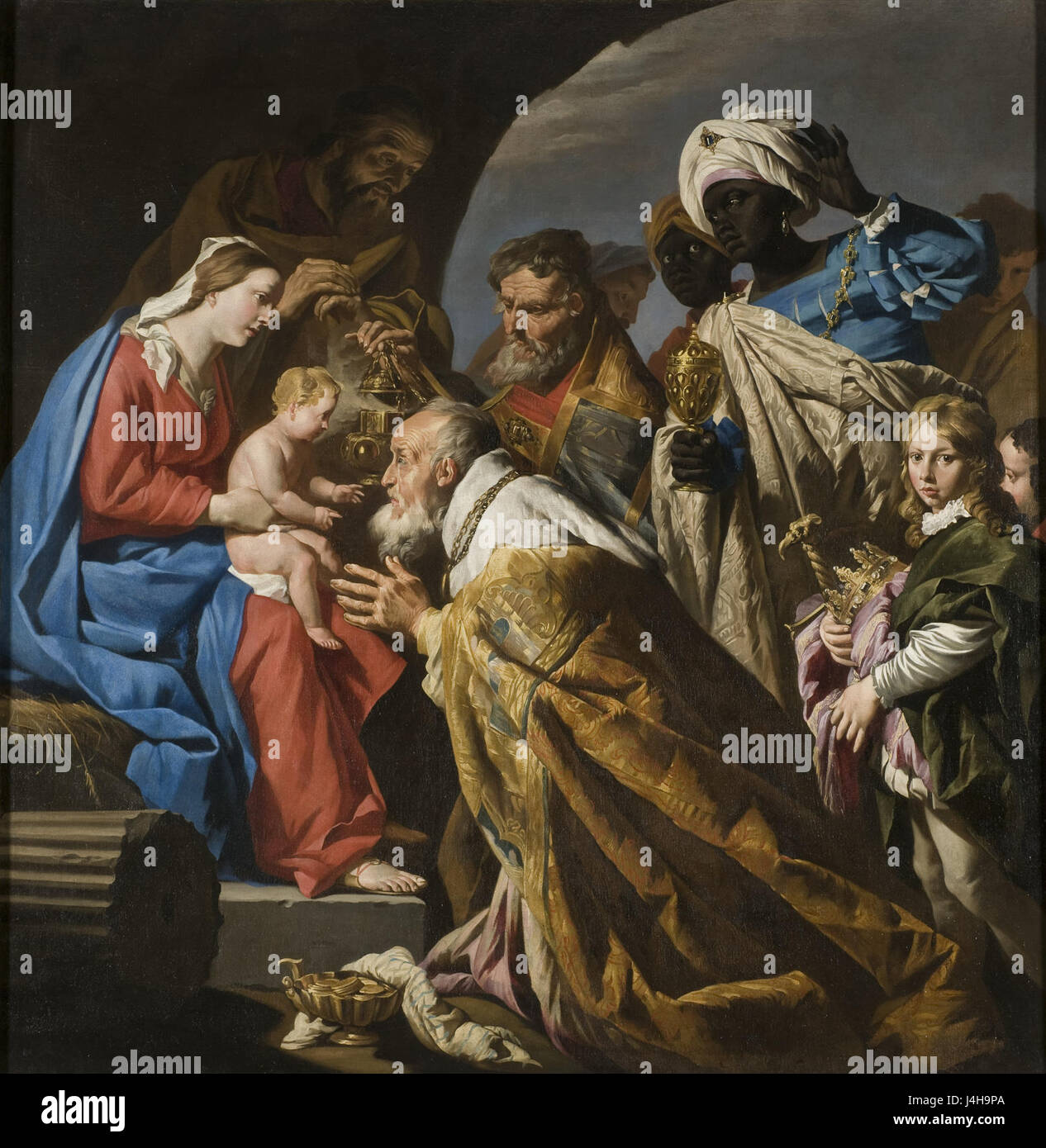 'L'Adoration des Mages' de Matthias Some est une peinture de 1879, représentant l'histoire biblique des trois Sages. Il fait partie de la collection du Nationalmuseum. Banque D'Images