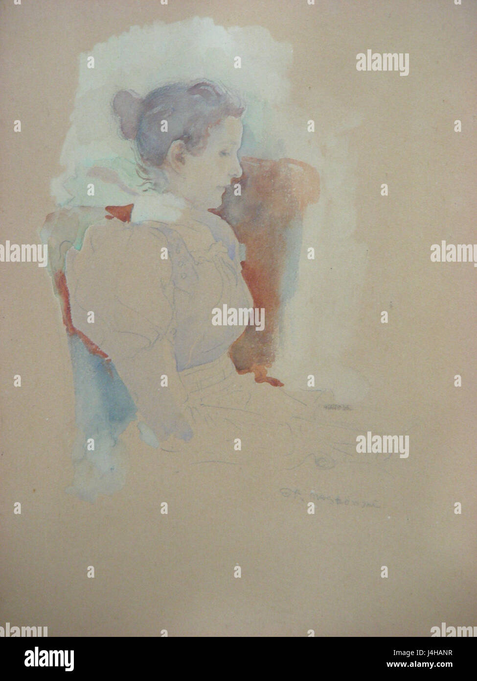 Stanislaw Maslowski (1853 1926), Portrait de femme de l'artiste, 1897, aquarelle sur papier, 25x34 cm Banque D'Images