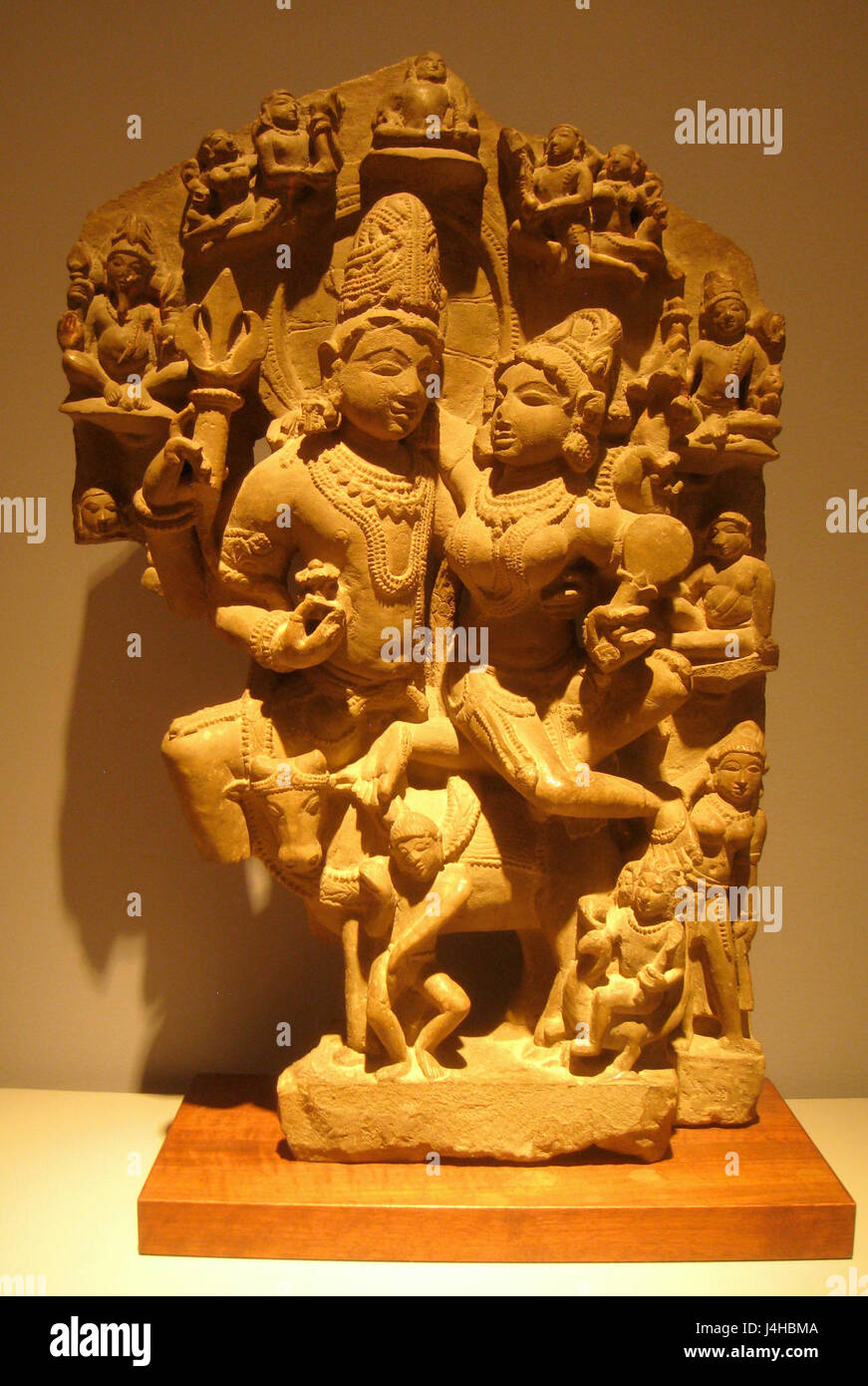 Shiva et Parvati assis sur Nandi, Inde, 9e 10e siècle IMG 1624 Banque D'Images