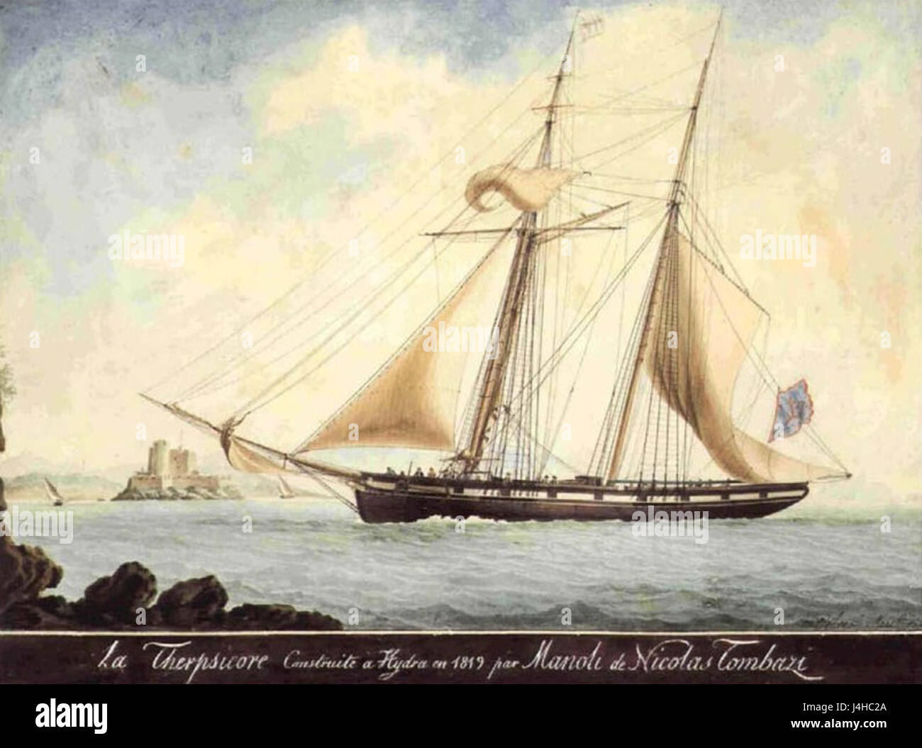 Le *Therpsicore* est une goélette, un type de voilier. Plus de contexte est nécessaire pour détailler son utilisation, son histoire ou son importance particulière dans l'histoire maritime. Banque D'Images