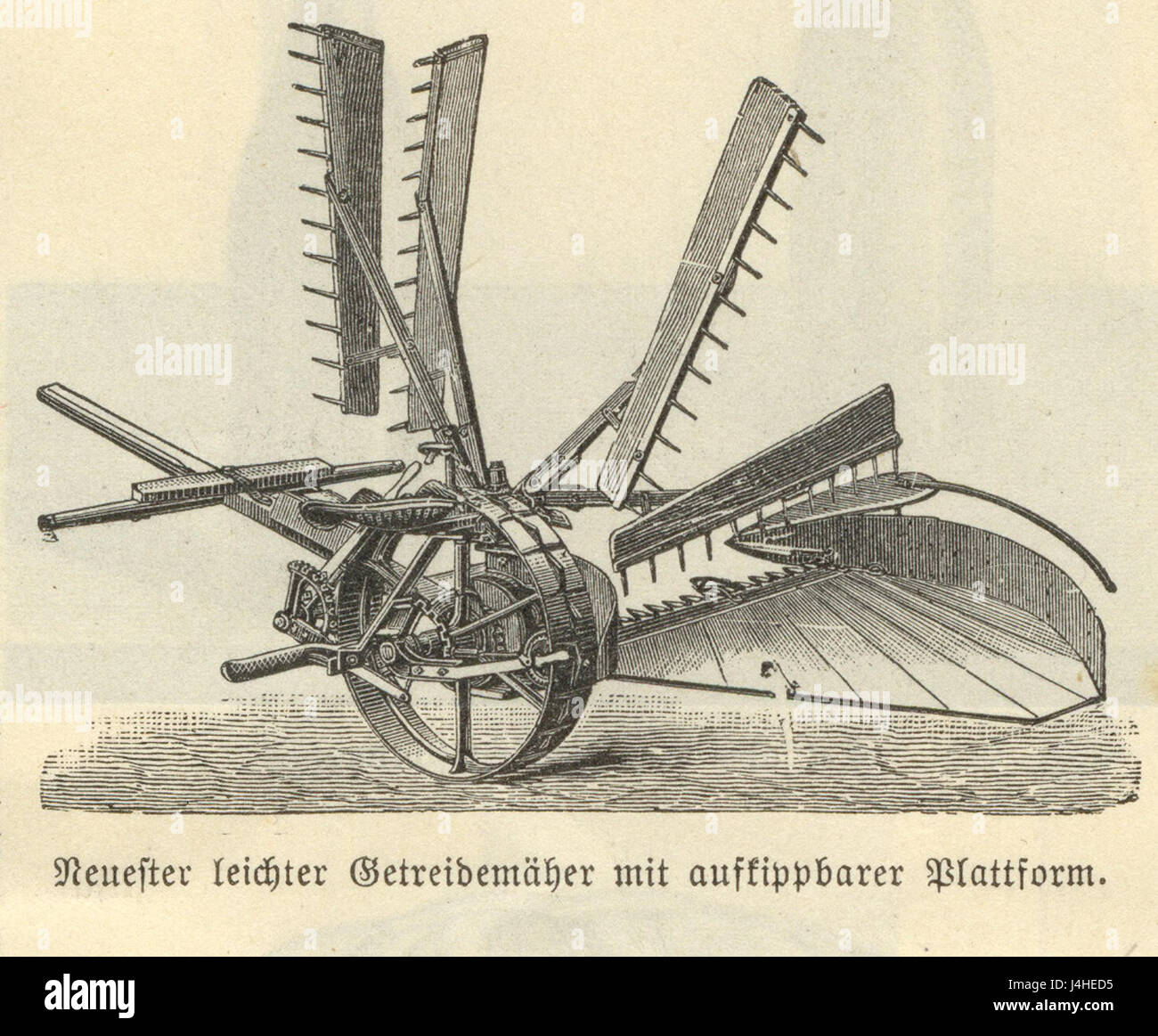 Râteau auto reaper, 19e siècle illustration, wp Banque D'Images