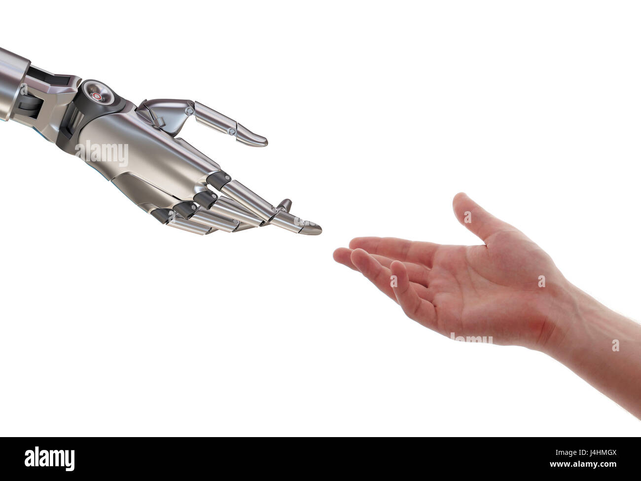 Les droits de l'Intelligence Artificielle du robot et de toucher notion de partenariat 3d illustration isolé sur fond blanc Banque D'Images