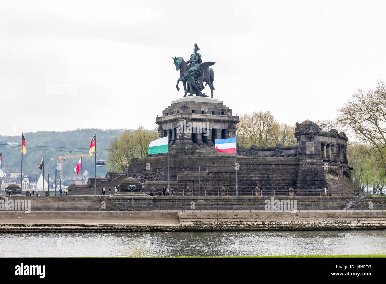 Deutsches Eck (coin allemand) à Coblence Coblence-, Rhénanie-Palatinat, Rheinland Pfalz, Allemagne, Europe, UNION EUROPÉENNE Banque D'Images