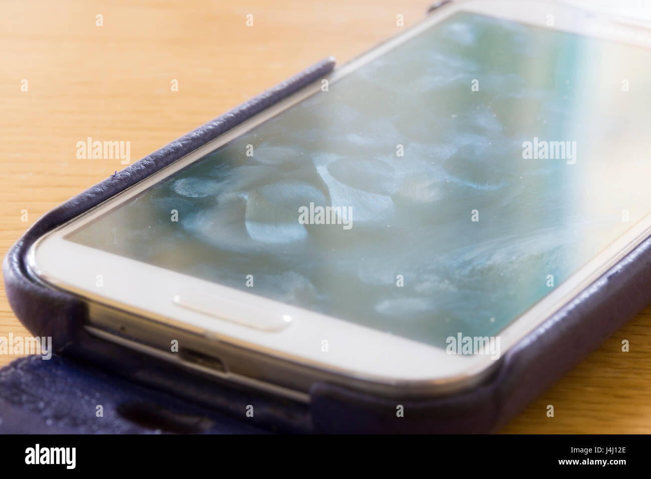 Un gros plan sur un écran smartscreen montrant des frottis et empreintes digitales Banque D'Images