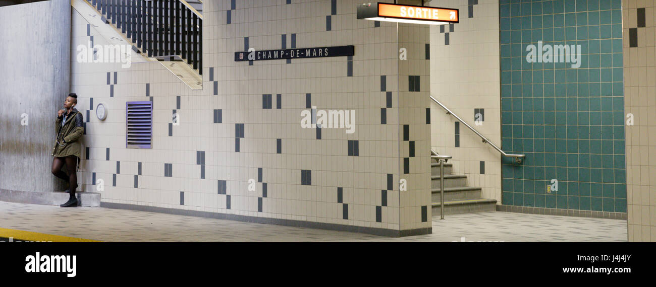 Station de métro Champ-de-Mars intérieur, Montréal, Québec, Canada Banque D'Images