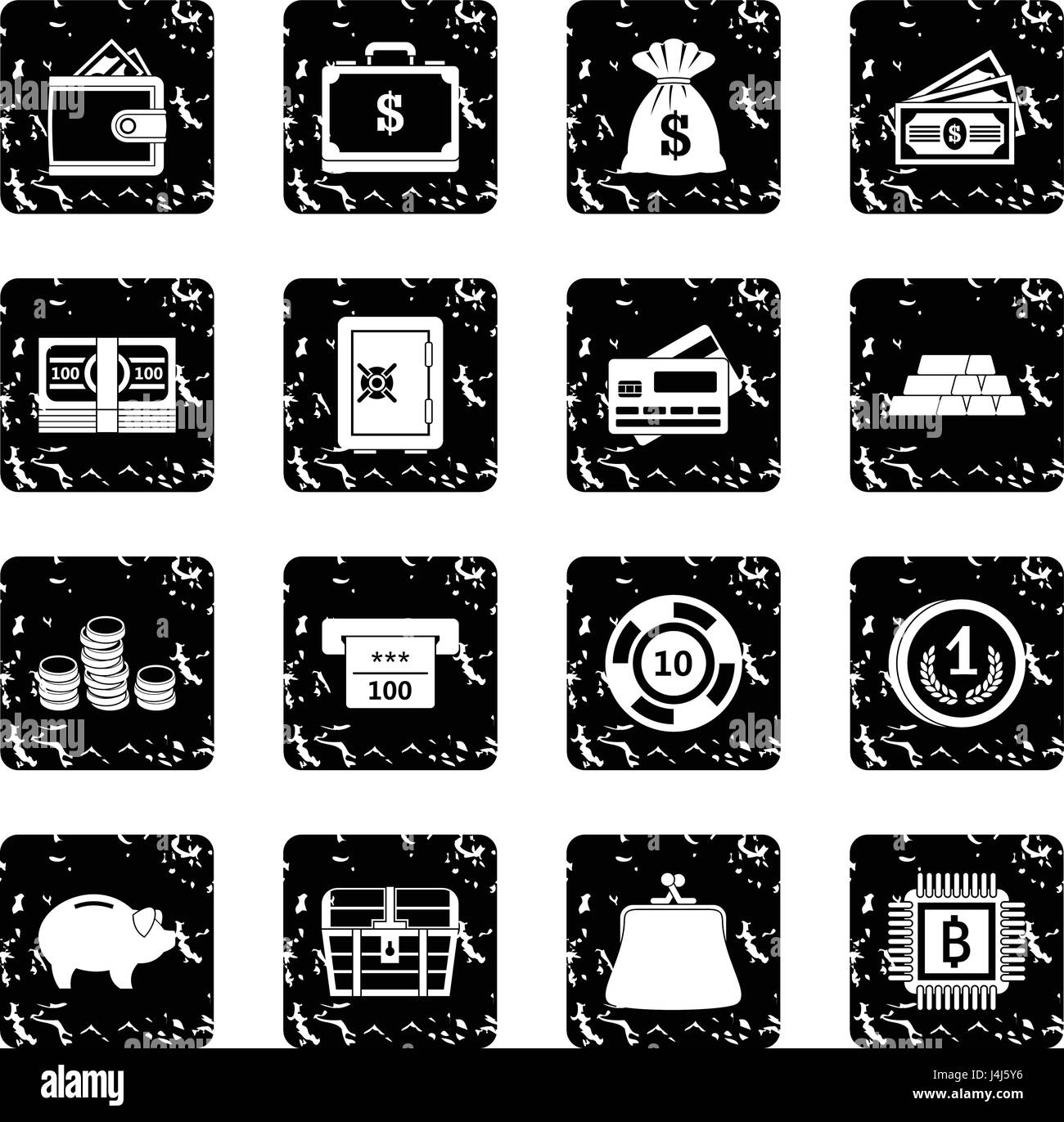 Finances icons set, grunge style Illustration de Vecteur