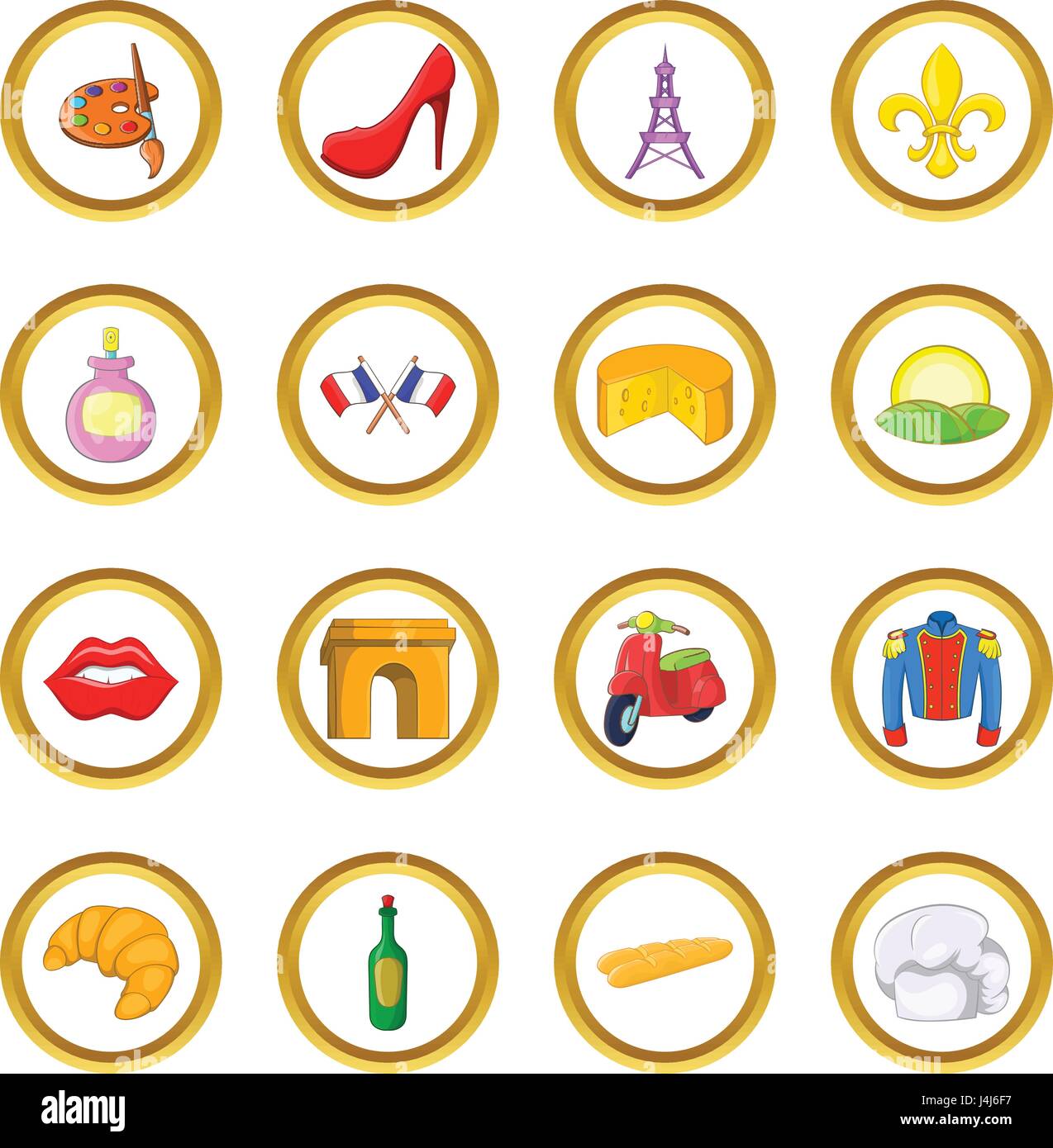 France vector set, cartoon style Illustration de Vecteur