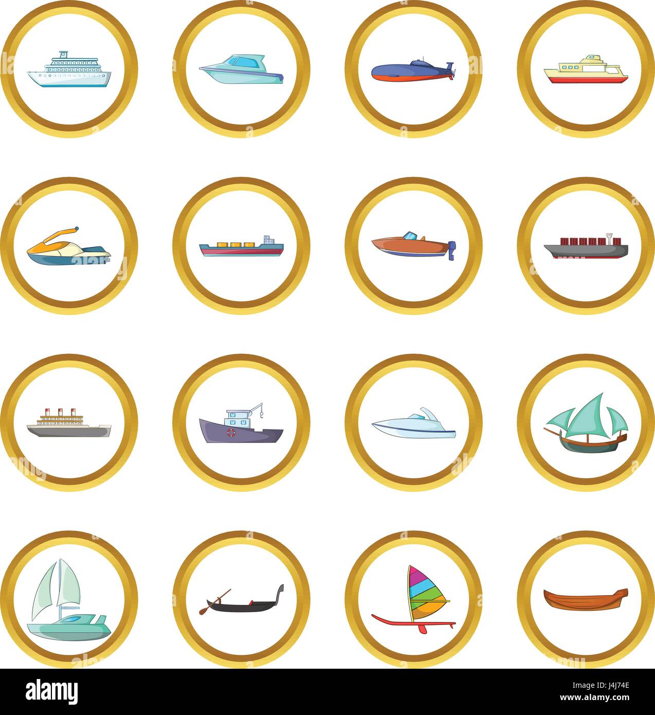 Vector set de navires et de bateaux, de style cartoon Illustration de Vecteur