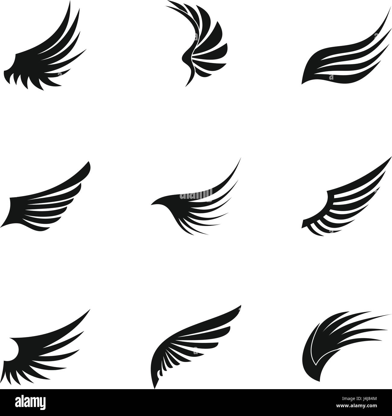 Ailes d'oiseau, le style simple icons set Illustration de Vecteur