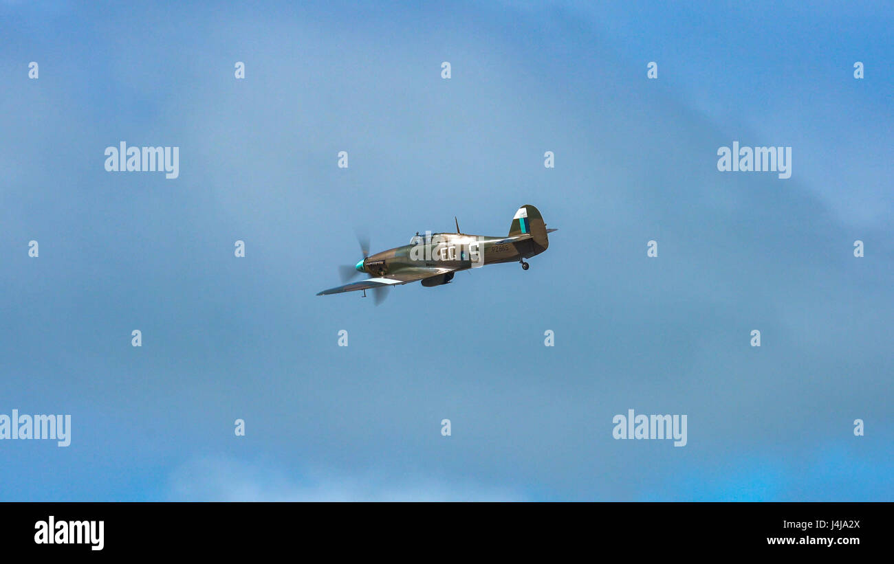 Un défilé d'un ouragan de la Battle of Britain Memorial Flight au 2016 Spectacle aérien de Rhyl Banque D'Images