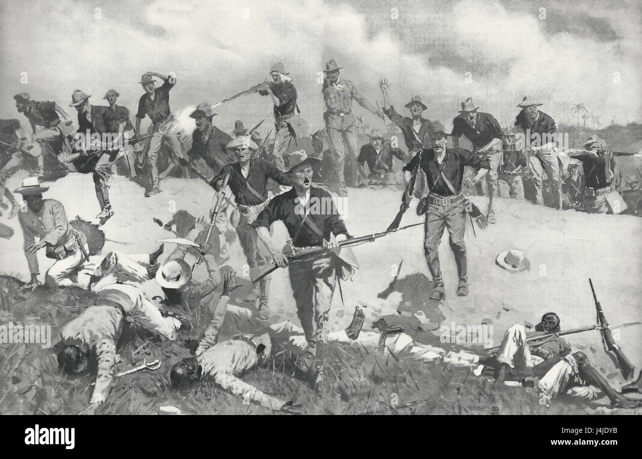 Dans les Philippines - Une baïonnette ruée de soldats des États-Unis - 1899 Banque D'Images