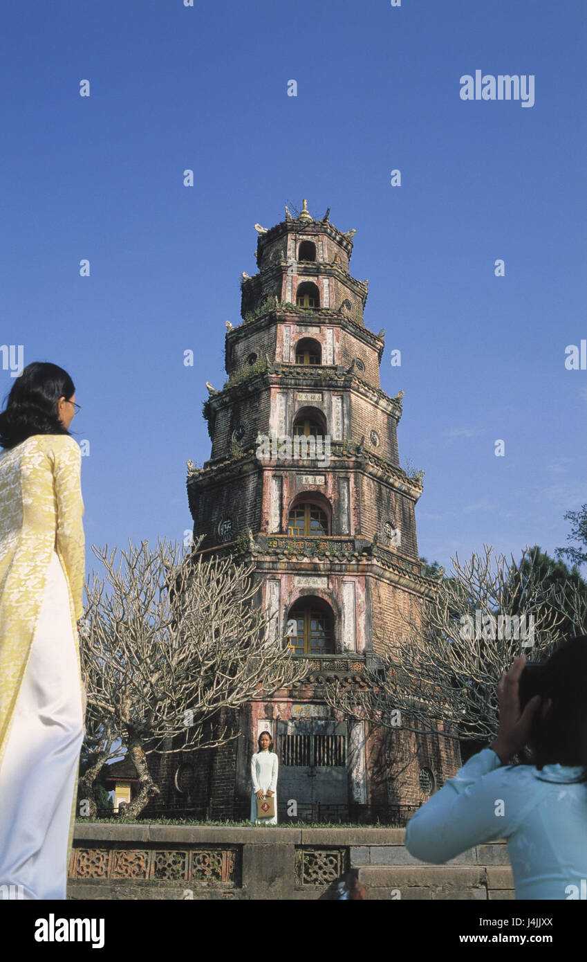 Vietnam, Gee, Chua Thien Mu, le modèle ne libération Asie du Sud-Est, temple du ciel, la structure de l'écrou, pagode, 21 m de haut, 7 étages, des repères, des temples, le bouddhisme, la religion, la foi, la culture, l'endroit d'intérêt, tourisme Banque D'Images