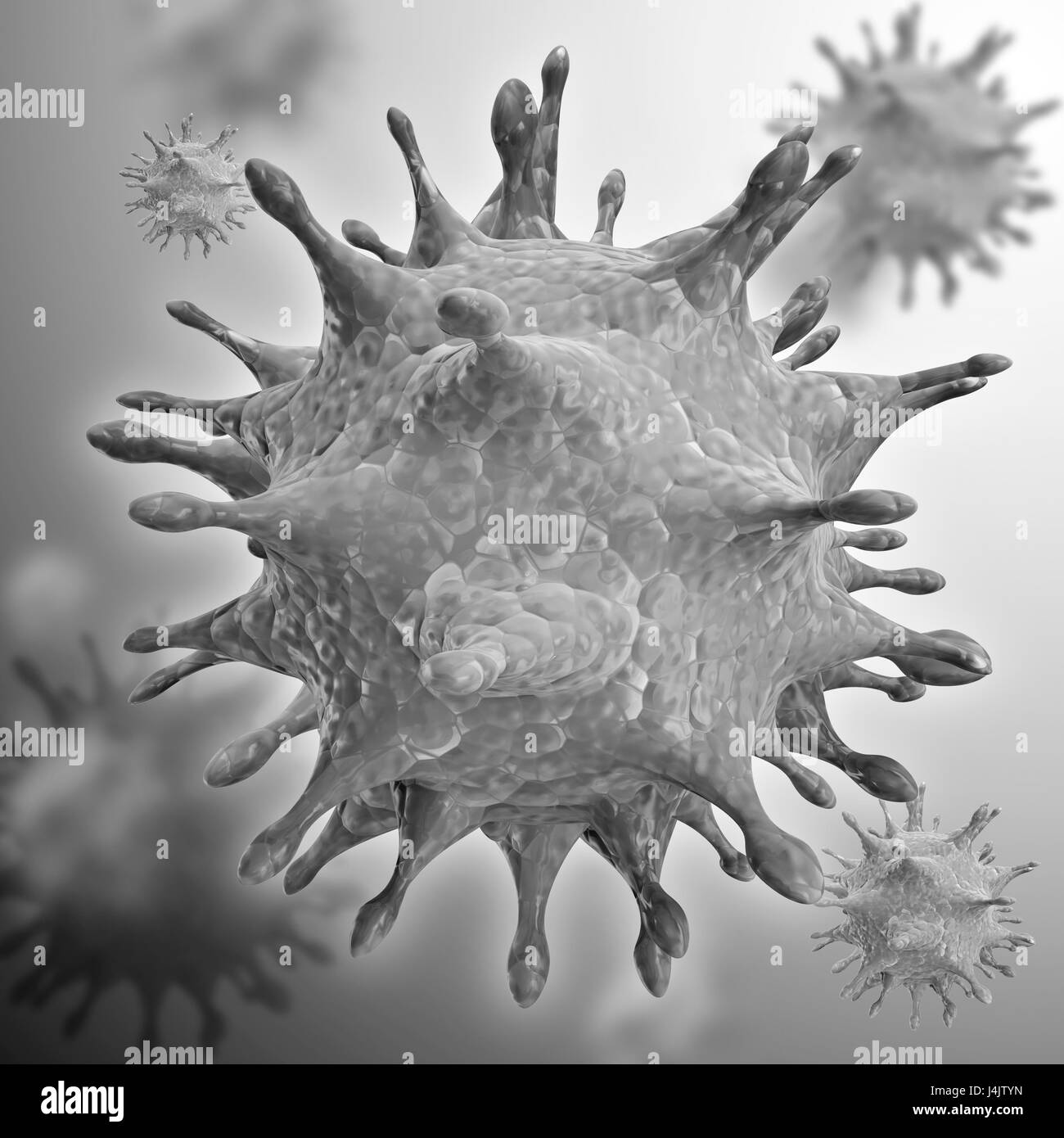 Illustration d'une particule virale de l'influenza aviaire. Banque D'Images