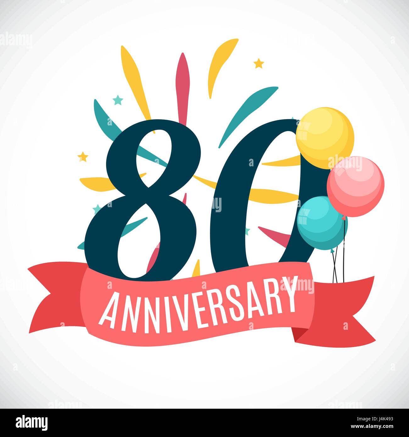Anniversaire 80 Ans Avec Un Modele D Illustration Vectorielle Ruban Image Vectorielle Stock Alamy