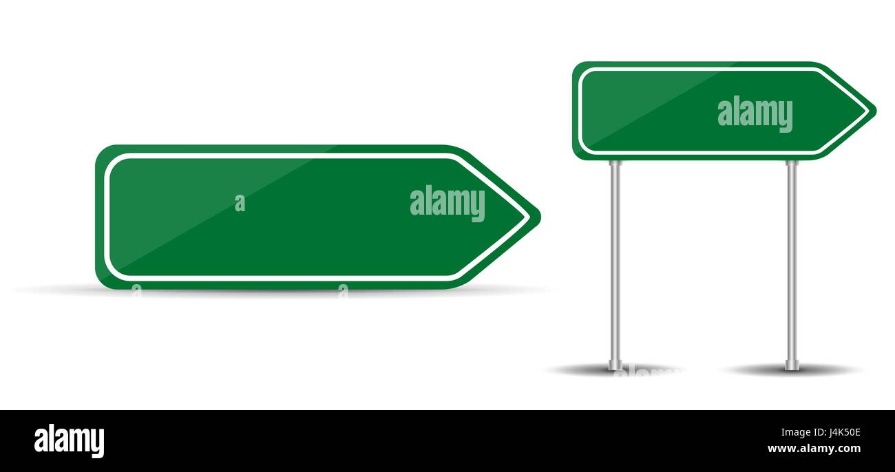 Panneau routier isolé sur fond blanc Blank flèche verte du trafic. Vector Illustration. Illustration de Vecteur