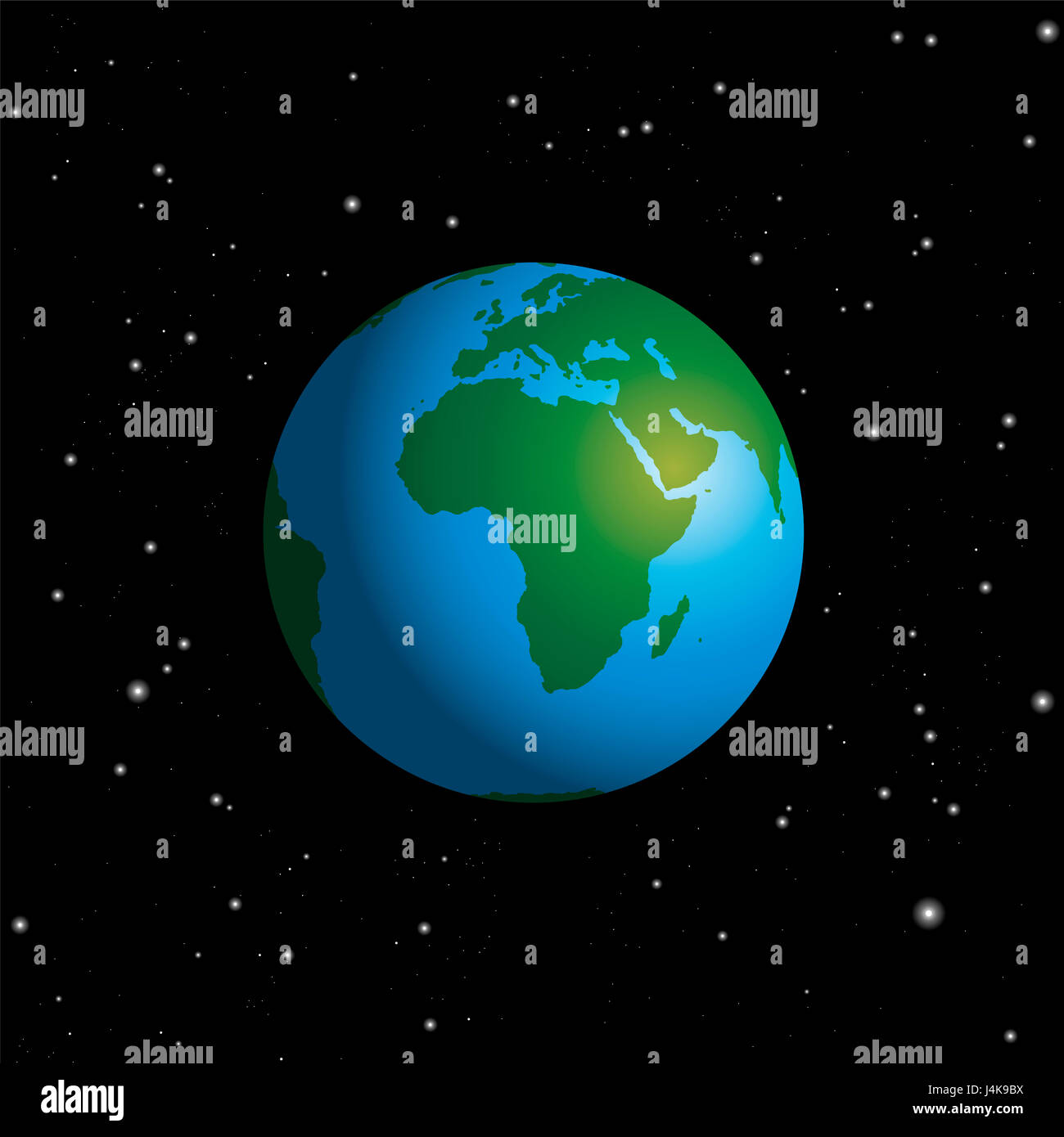 Globe avec l'Europe et l'Afrique et de ciel étoilé. Banque D'Images