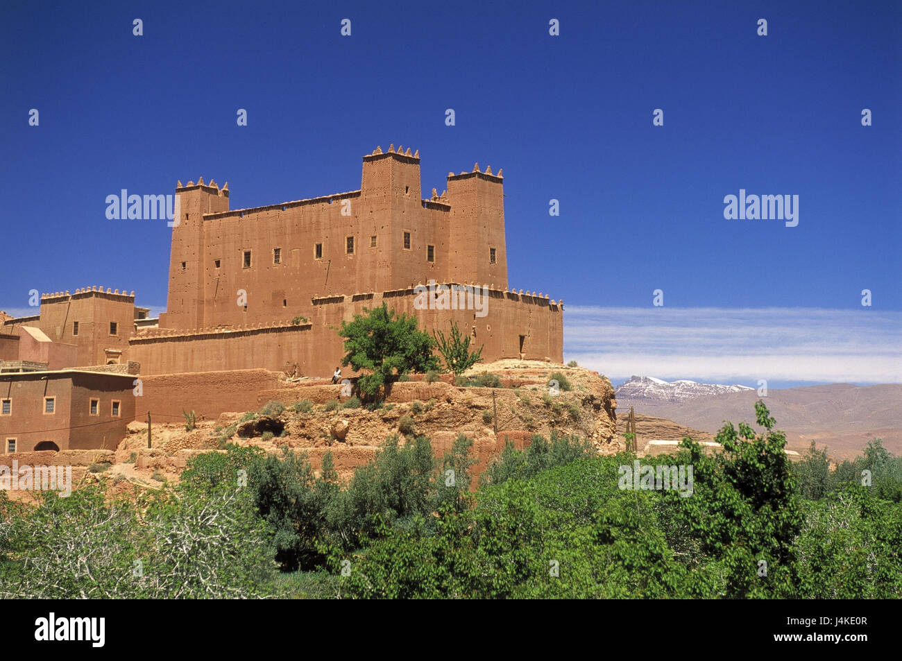 Le Maroc, vallée du Dadès, la kasbah, vue du Sud, l'avenue V vous Dades, paysage de montagnes, montagnes, structure, Stampflehm, mucky construction, mucky méthode de construction, style architectural, lieu de culture, d'intérêt Banque D'Images