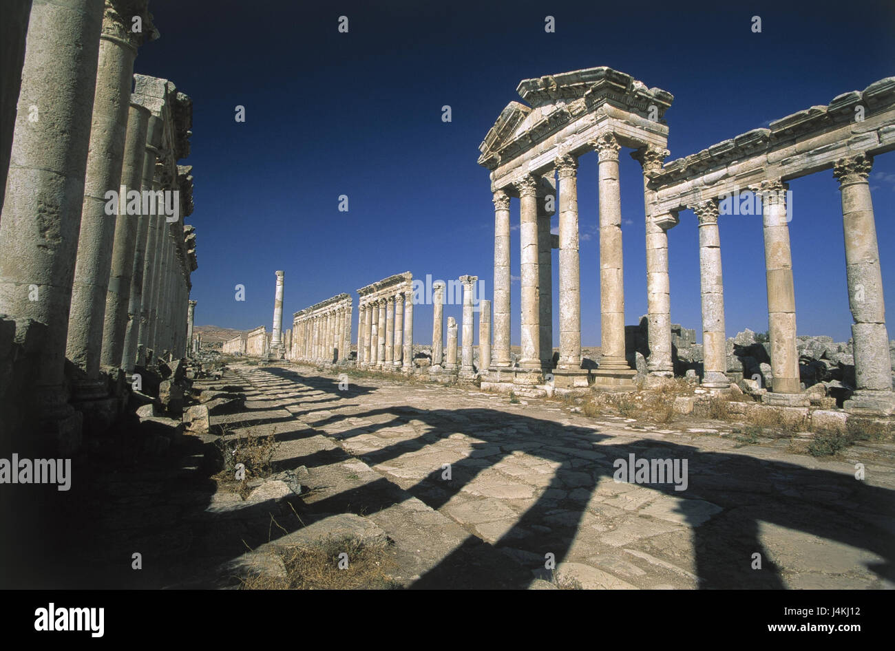 La Syrie, l'Apameia, Säulenstrasse vallée Orontes, point d'intérêt, structure, piliers, vestiges, ruines du temple, de l'architecture Banque D'Images