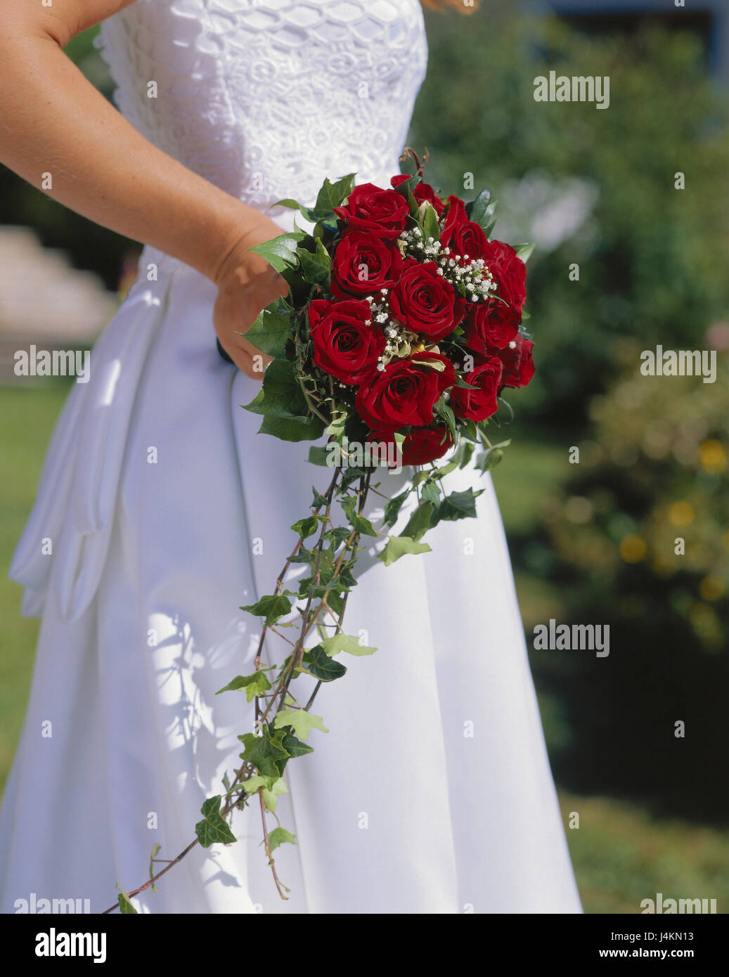 Mariage Mariée Détail Bouquet Roses Rouge Occasion