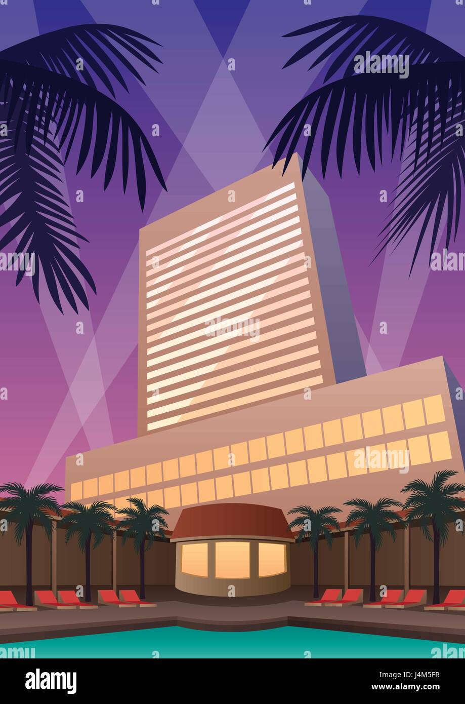 Hôtel et casino resort de style Art Déco. Illustration de Vecteur