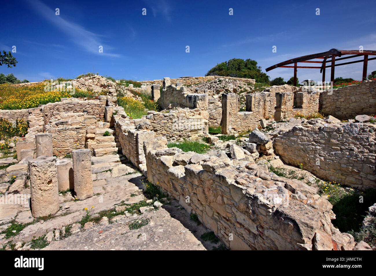 Ruines d'une maison romaine (le "séisme"), à Ancient Kourion, district de Lemessos (Limassol, Chypre) Banque D'Images