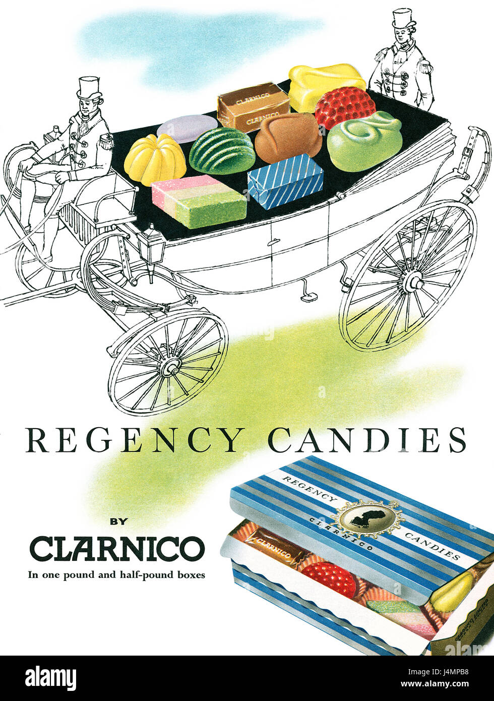 1957 La publicité pour Clarnico Regency bonbons. Banque D'Images