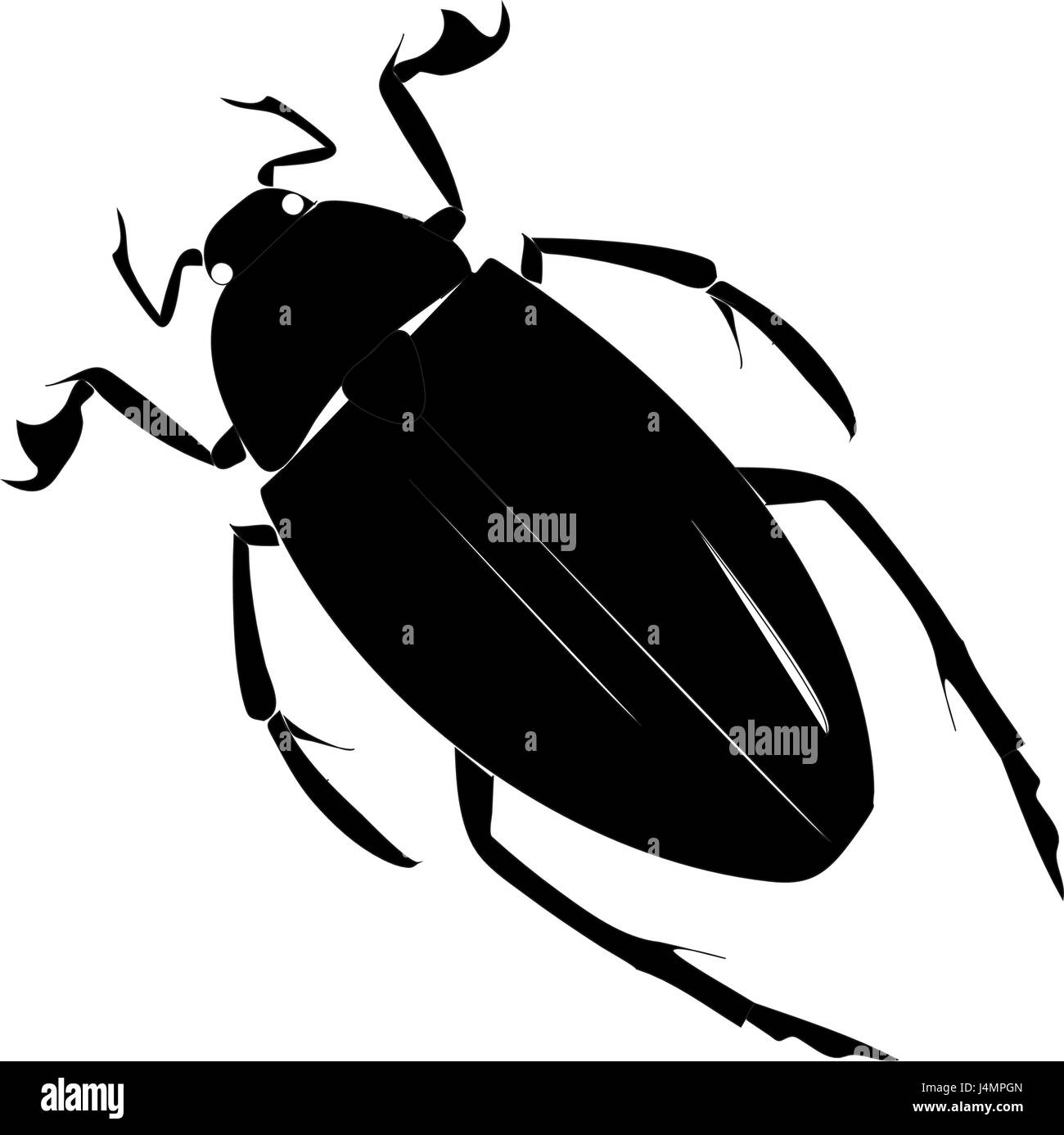 Simple noire silhouette d'un scarabée sur fond blanc Illustration de Vecteur