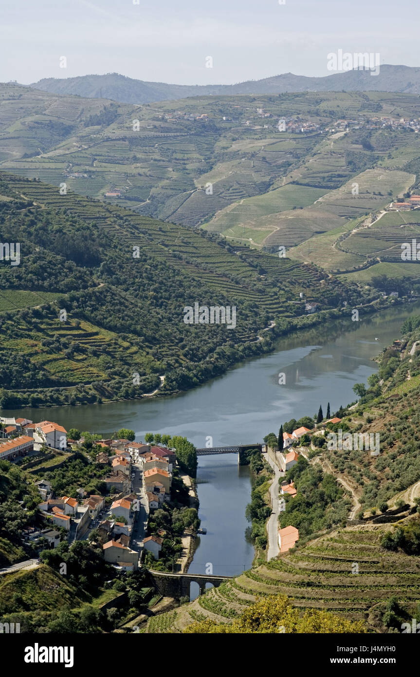 Sommaire, rivière, vallée du Douro, Portugal, Banque D'Images