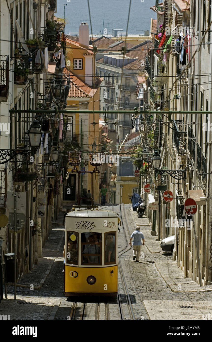 Il y Elevador Bica, funiculaire, Bairro Alto, ville haute, Lisbonne, Portugal, Banque D'Images