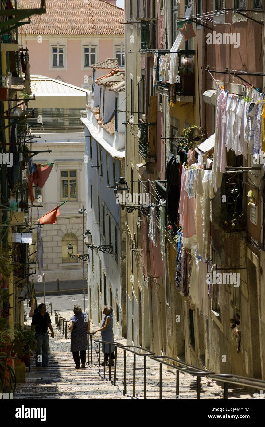 Bairro Alto, Lane, escaliers, Lisbonne, Portugal, Banque D'Images
