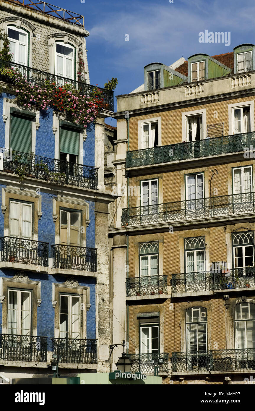 Bairro Alto, façades, Lisbonne, Portugal, Banque D'Images