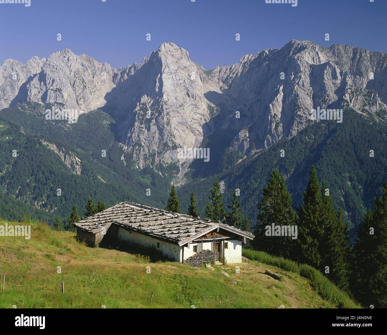 Autriche, Tyrol, Kufstein, imperial valley, chalet de montagne, montagnes, Wilder, kaisers, montagnes Kaisergebirge, montagne, paysage de montagne, de la métallurgie, de l'aciérie de montagne, chambre, déserte, à distance, en milieu rural, Totenkirchl, arrêtez de marbre, Sonneck, Banque D'Images