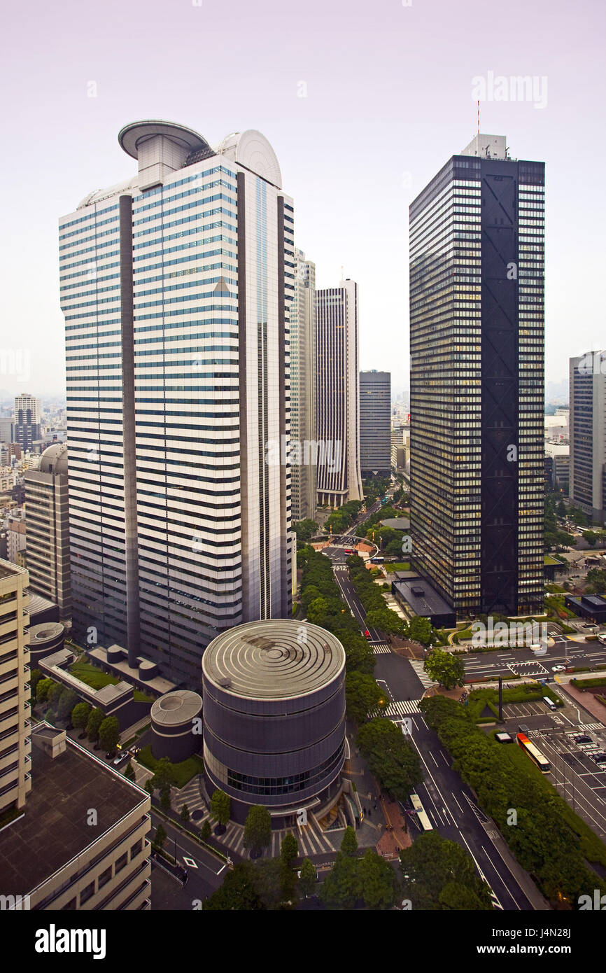 Japon, Tokyo, Asakusa, côté ouest, à partir de ci-dessus, Banque D'Images