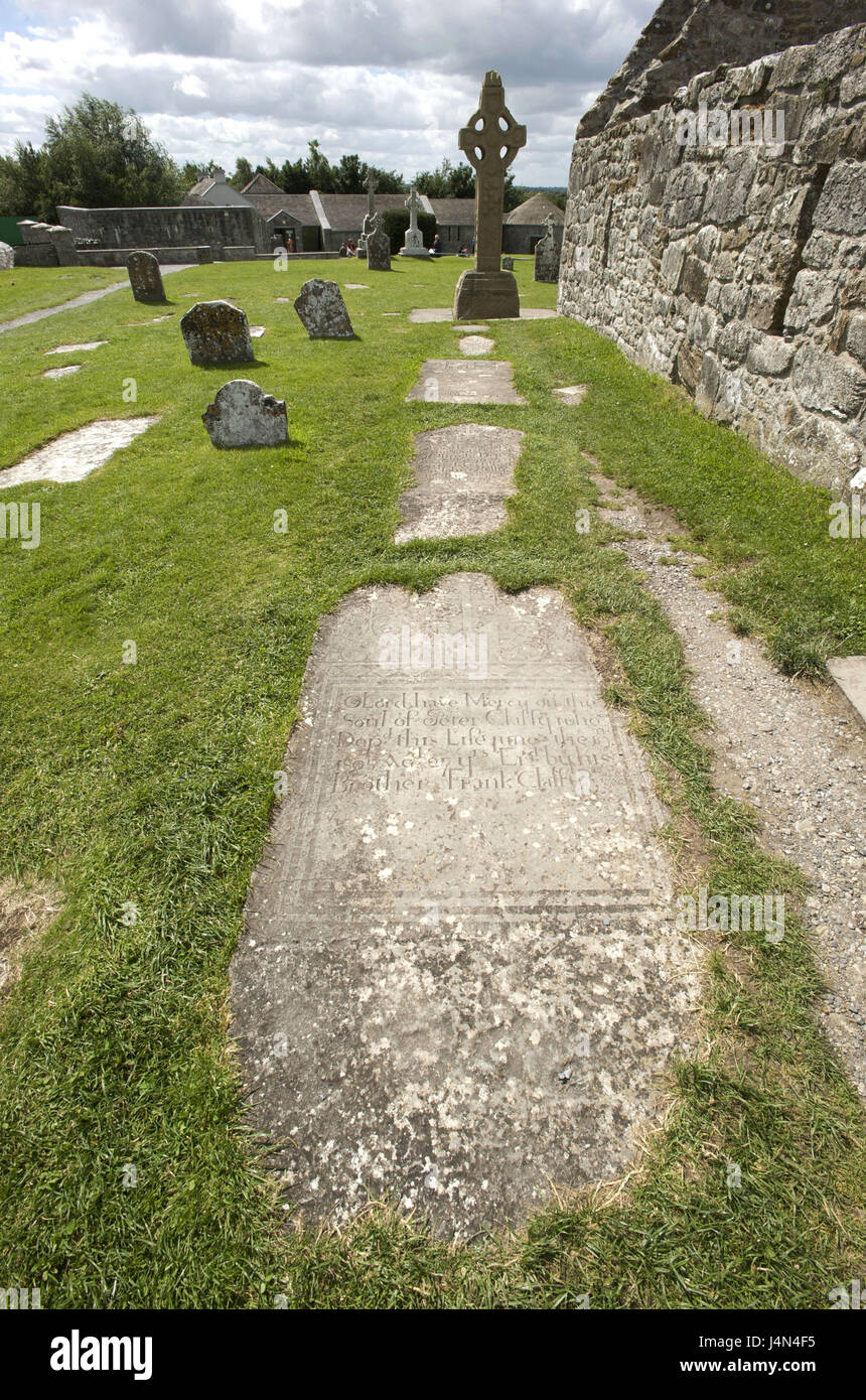 L'Irlande, Leinster, County Offaly, Clonmacnoise, cimetière, Banque D'Images