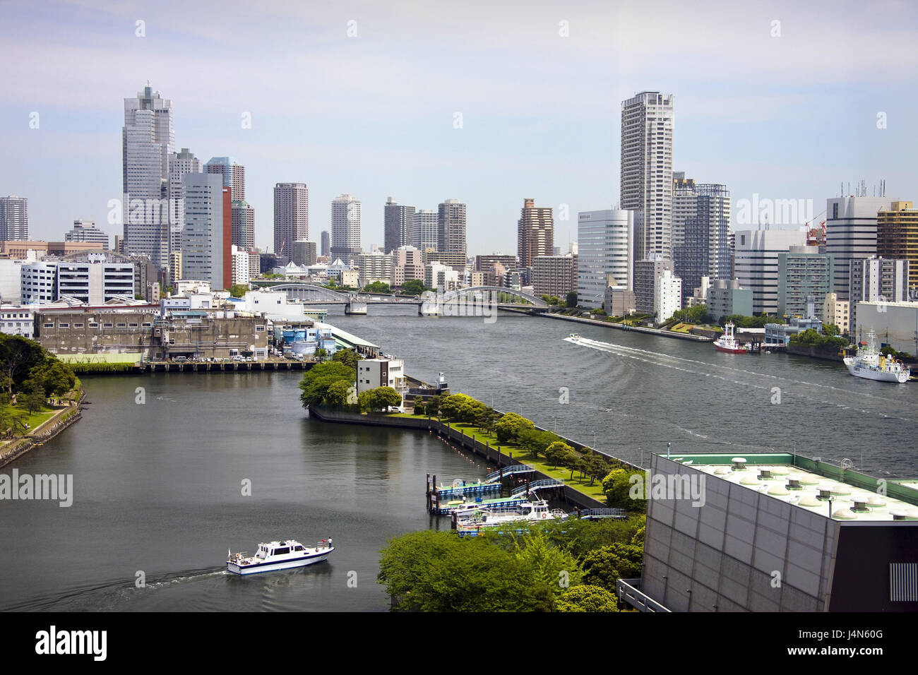 Japon, Tokyo, ville, vue sur la rivière Sumida, Banque D'Images