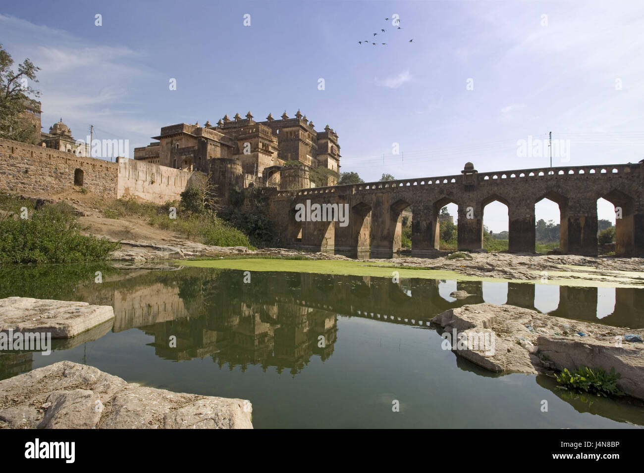 L'Inde, le Madhya Pradesh, Orcha, Raj Mandir, Mahal, Banque D'Images