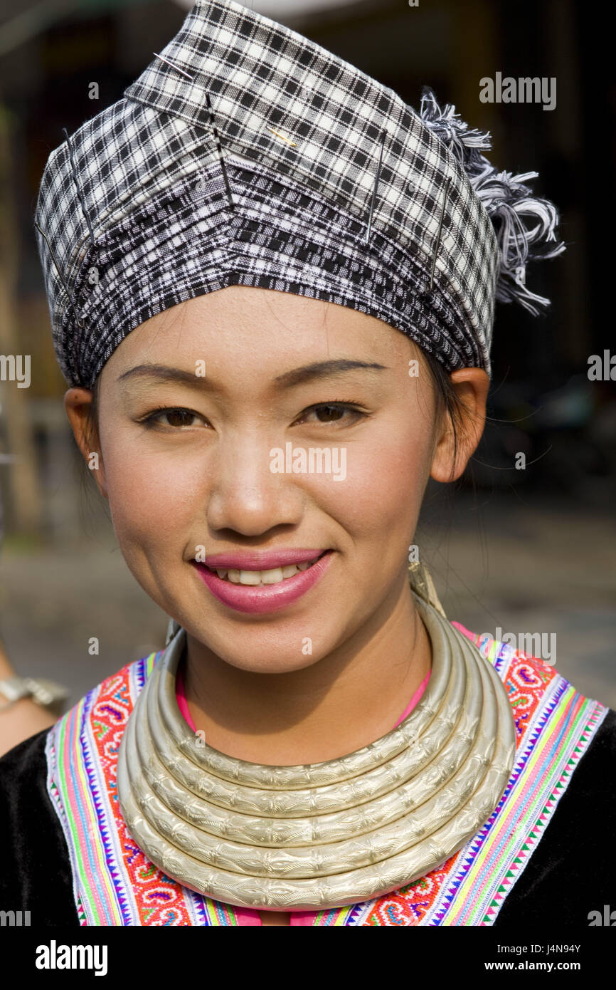 La Thaïlande, en haut d'or, Chiang Mai, Hilltribe Hmong, femme, portrait, Banque D'Images