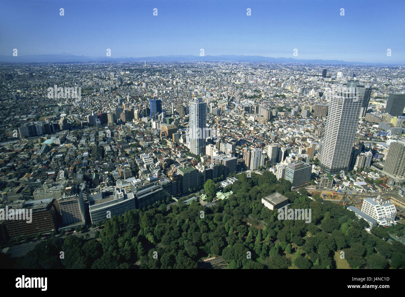 Le Japon, Honshu, Tokyo, vue sur ville, ville, ville, banlieue, maisons, villes, des tours, du logement, de l'urbanité, vue, l'architecture, la largeur, la distance, Banque D'Images