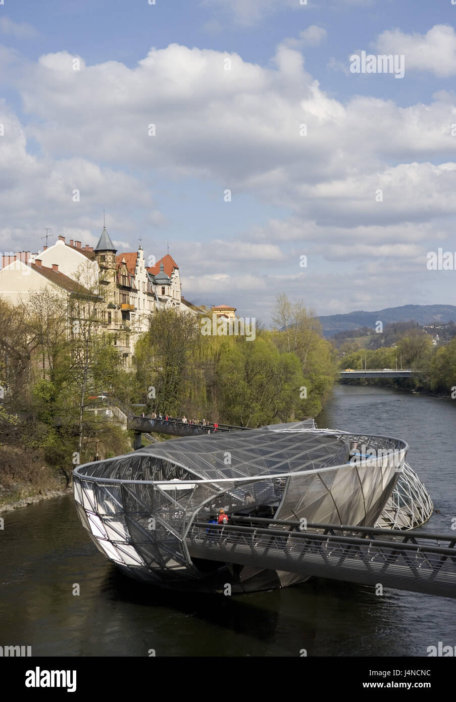L'Autriche, Styrie, Graz, Grazer murinsel, flux Mur, Banque D'Images