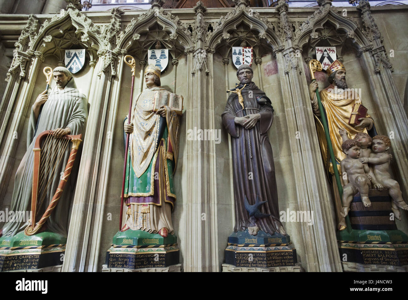 La Grande-Bretagne, l'Angleterre, la cathédrale de Salisbury, Wiltshire, figures d'un saint, Banque D'Images