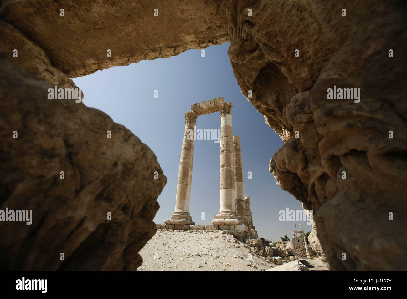 Le Moyen Orient, la Jordanie, Amman, Herkulestempel, piliers, ruines, Banque D'Images